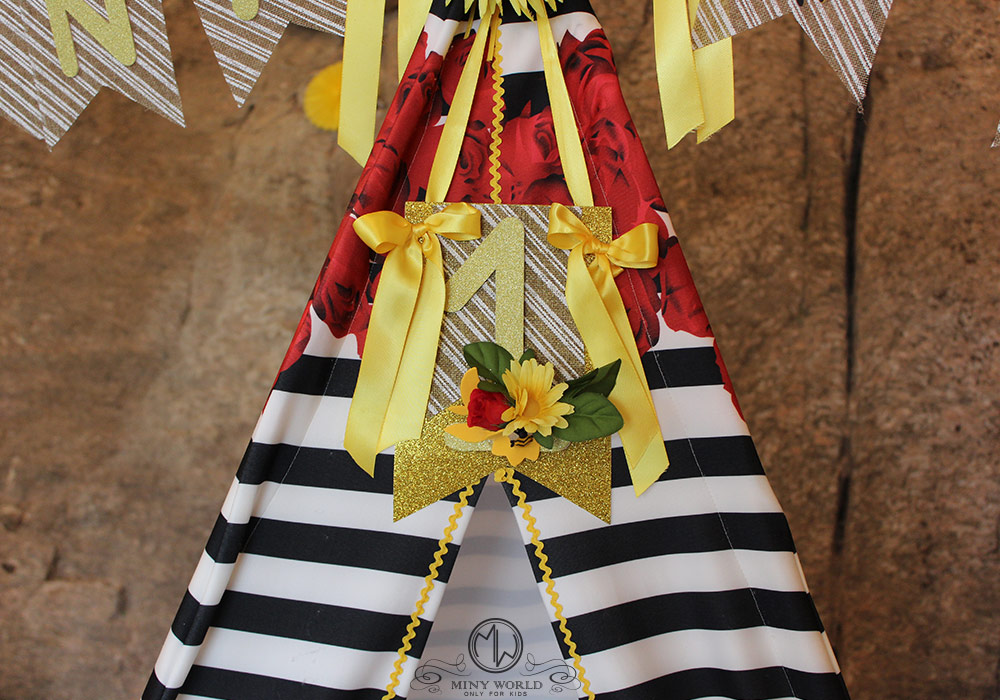 First Birthday Celebration – Teepee and decorations bee theme